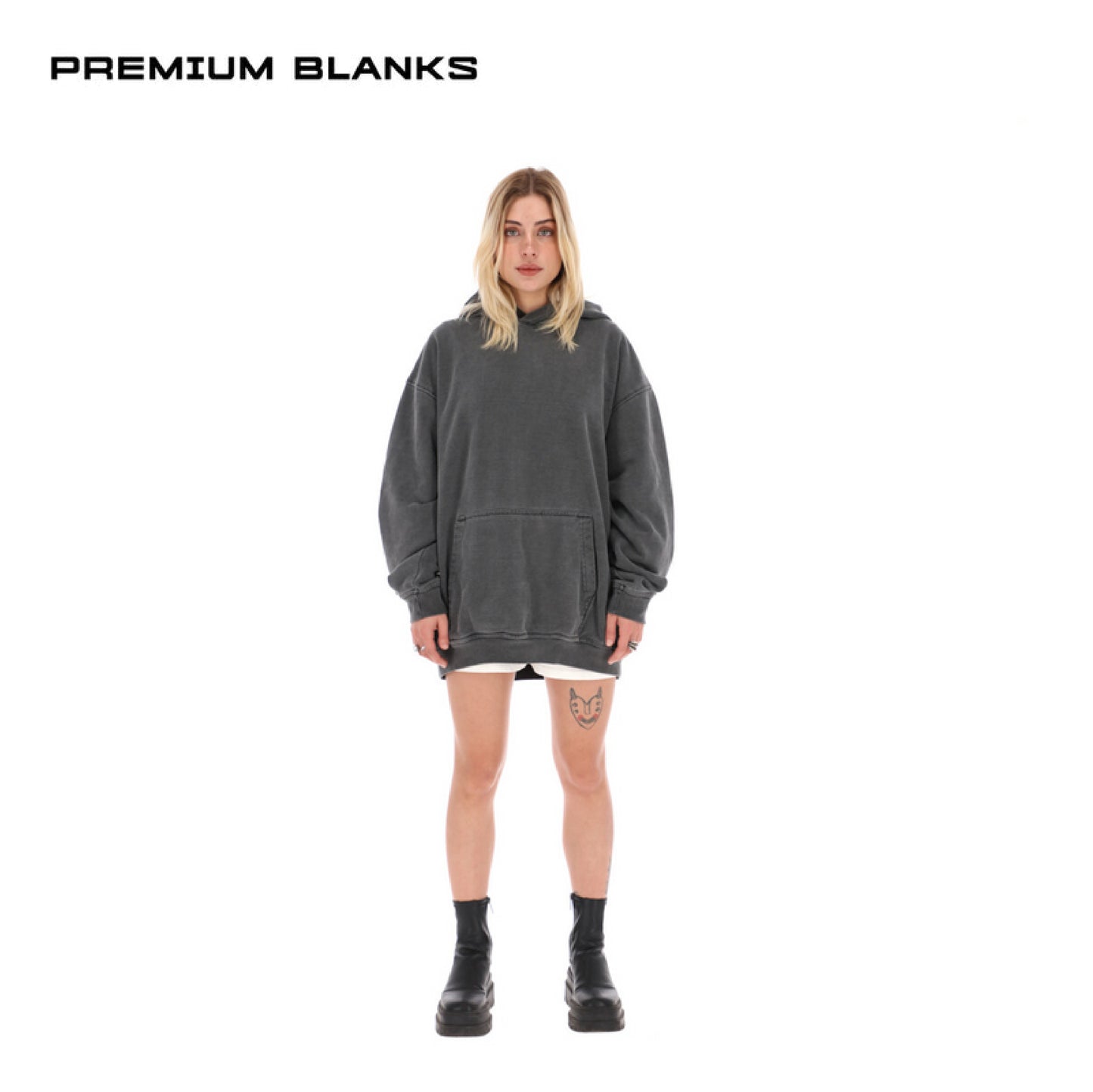HOODIE NEGRO PIGMENT DYE OVERSIZED 400 GSM 100% ALGODÓN HEAVYWEIGHT COTTON