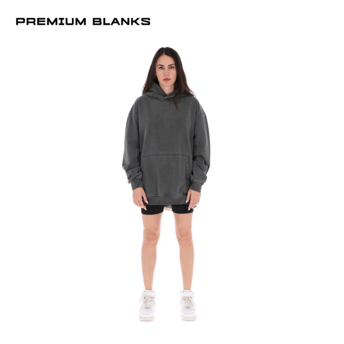 HOODIE NEGRO PIGMENT DYE OVERSIZED 400 GSM 100% ALGODÓN HEAVYWEIGHT COTTON
