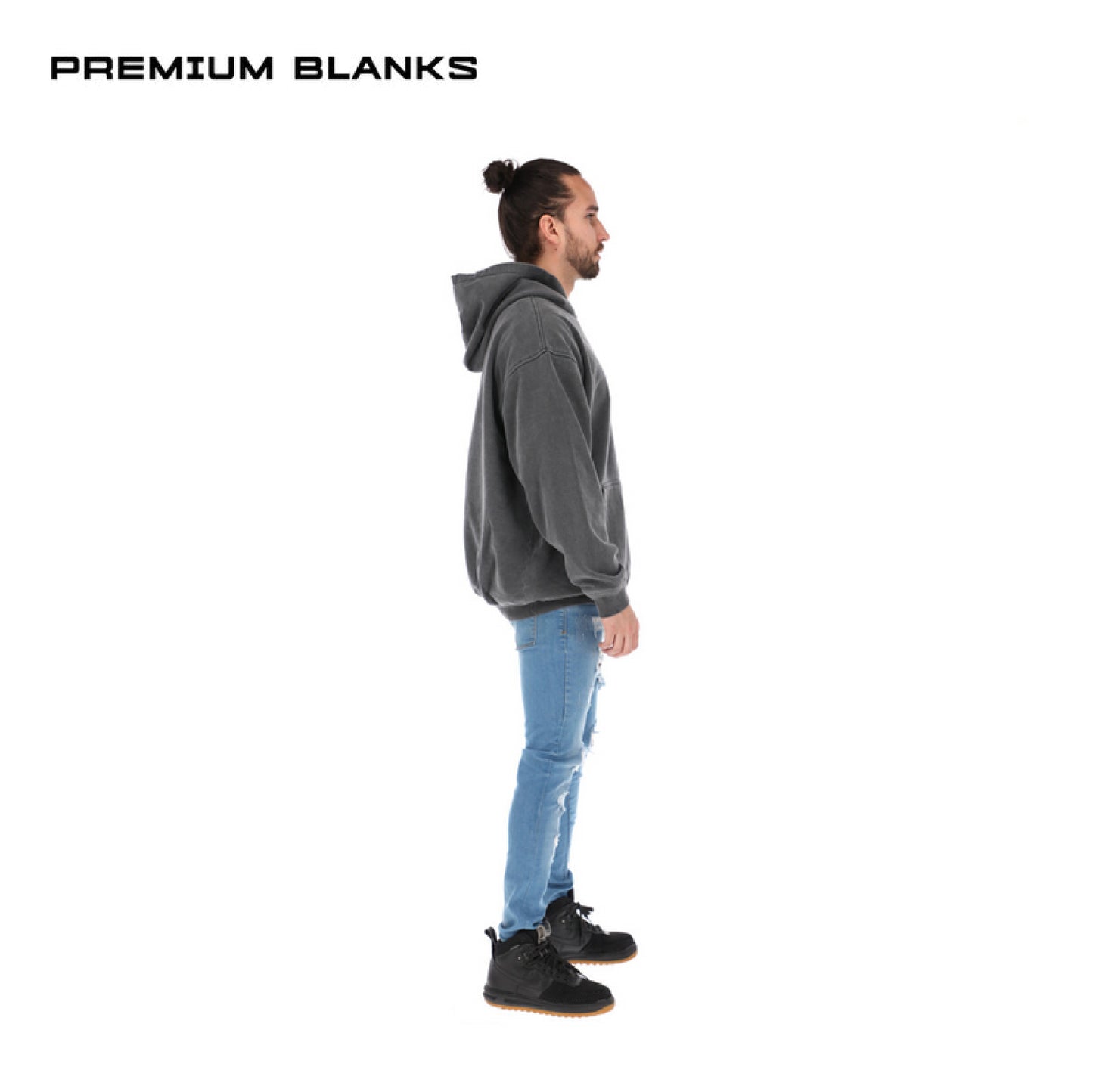 HOODIE NEGRO PIGMENT DYE OVERSIZED 400 GSM 100% ALGODÓN HEAVYWEIGHT COTTON