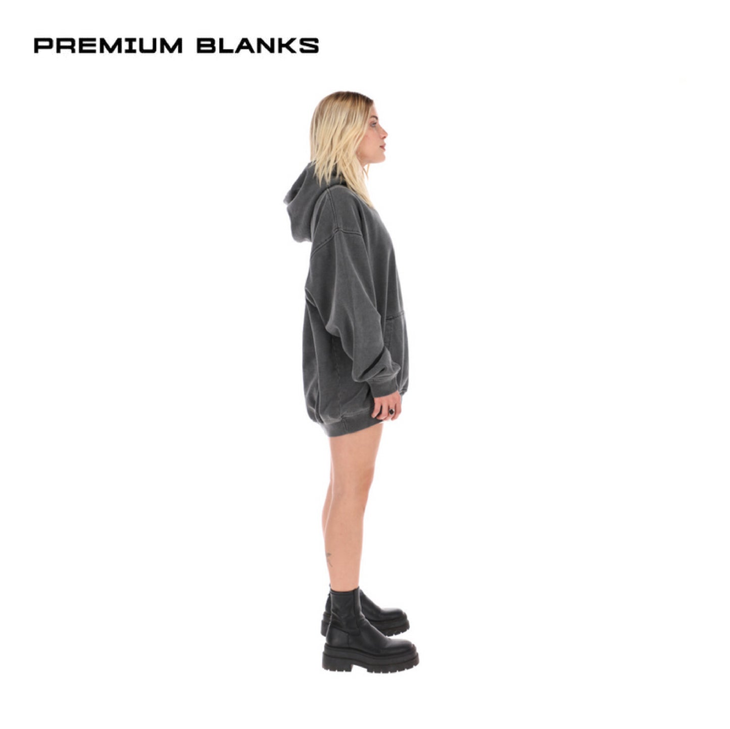 HOODIE NEGRO PIGMENT DYE OVERSIZED 400 GSM 100% ALGODÓN HEAVYWEIGHT COTTON