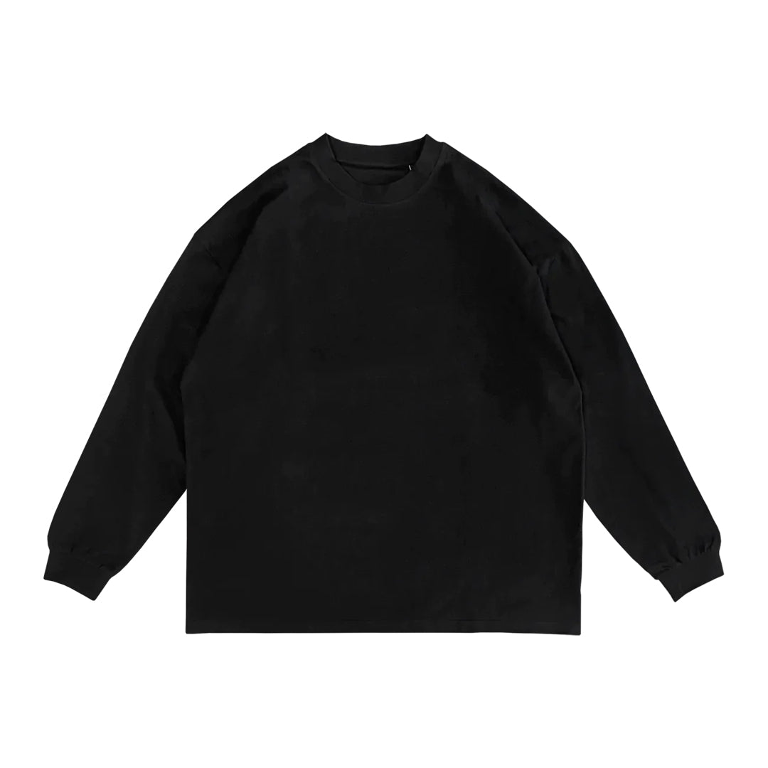 T-SHIRT MANGA LARGA NEGRO OVERSIZED 240 GSM 100% ALGODÓN HEAVYWEIGHT COTTON