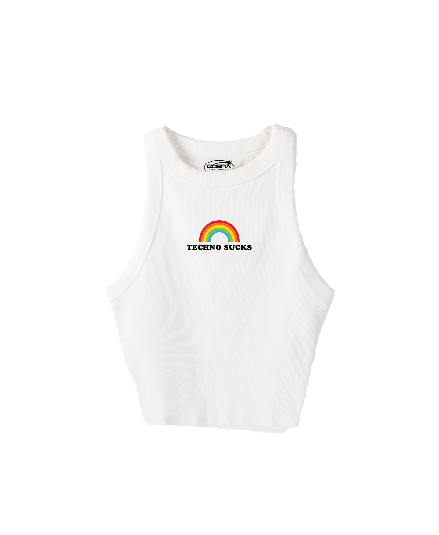 TANK TOP TECHNO SUCKS BLANCO