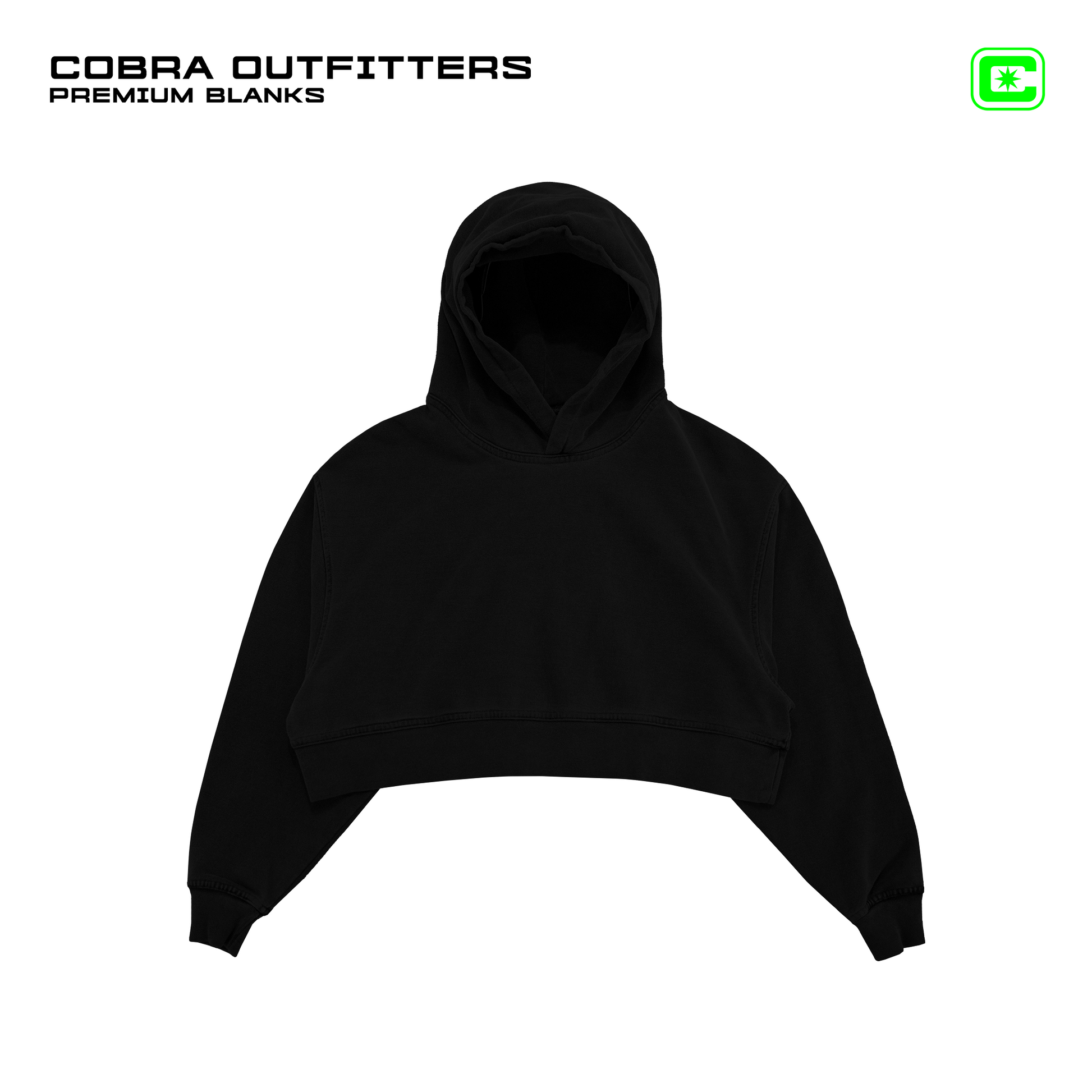 HOODIE CROP TOP NEGRO OVERSIZED 400 GSM 100 ALGODON HEAVYWEIGHT COTTO COBRA STUDIO Supply Co