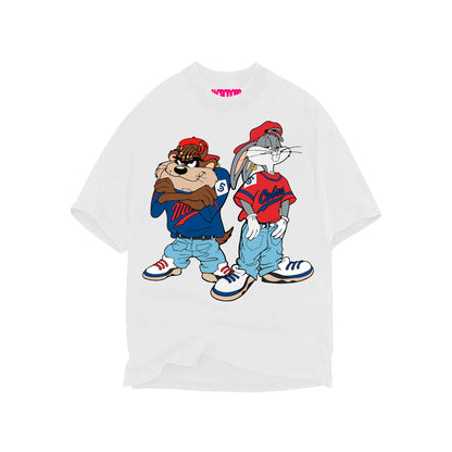 TAZ & BUGS 90'S BOOTLEG OVERSIZED HEAVYWEIGHT 240 GSM 100% ALGODÓN BLANCO