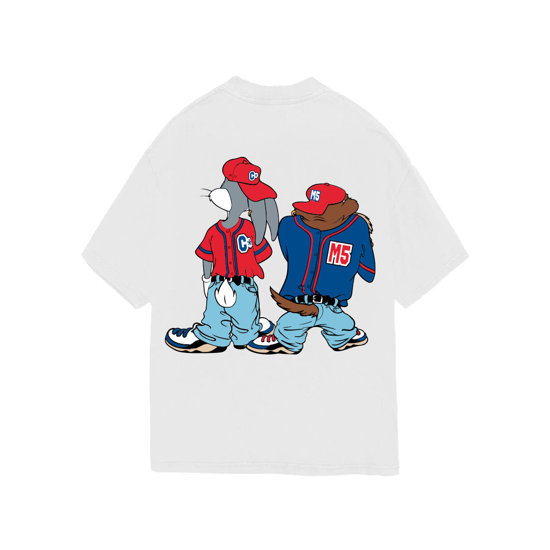 TAZ & BUGS 90'S BOOTLEG OVERSIZED HEAVYWEIGHT 240 GSM 100% ALGODÓN BLANCO