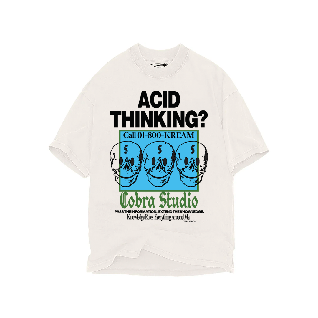 ACID THINKING OVERSIZED HEAVYWEIGHT 240 GSM 100% ALGODÓN HUESO
