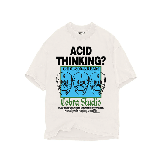 ACID THINKING OVERSIZED HEAVYWEIGHT 240 GSM 100% ALGODÓN BLANCO