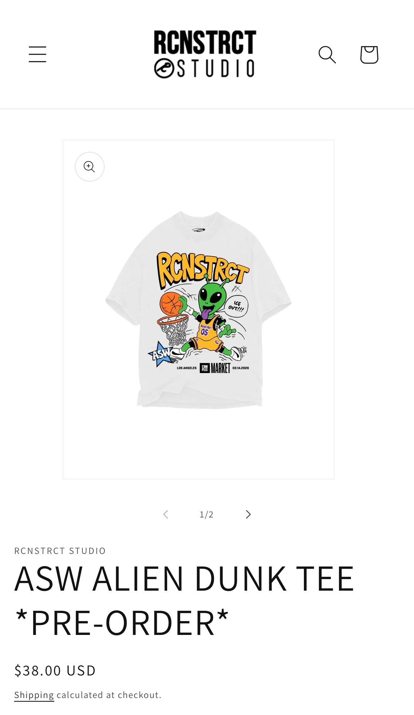 ASW ALIEN DUNK TEE X RCNSTRC OVERSIZED HEAVYWEIGHT 240 GSM 100% ALGODÓN BLANCO