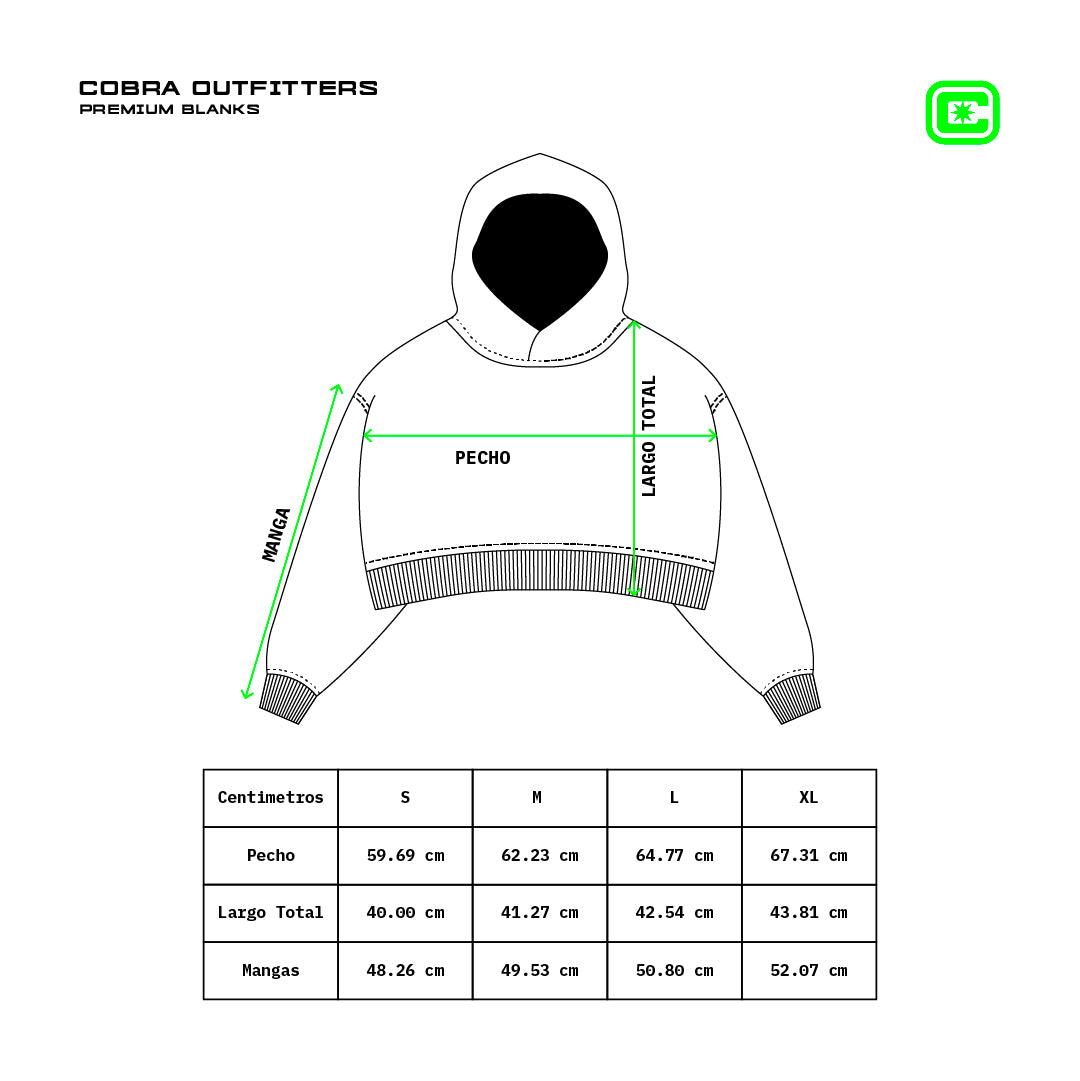 HOODIE CROP TOP NEGRO PIGMENT DYE OVERSIZED 400 GSM 100% ALGODÓN HEAVYWEIGHT COTTON