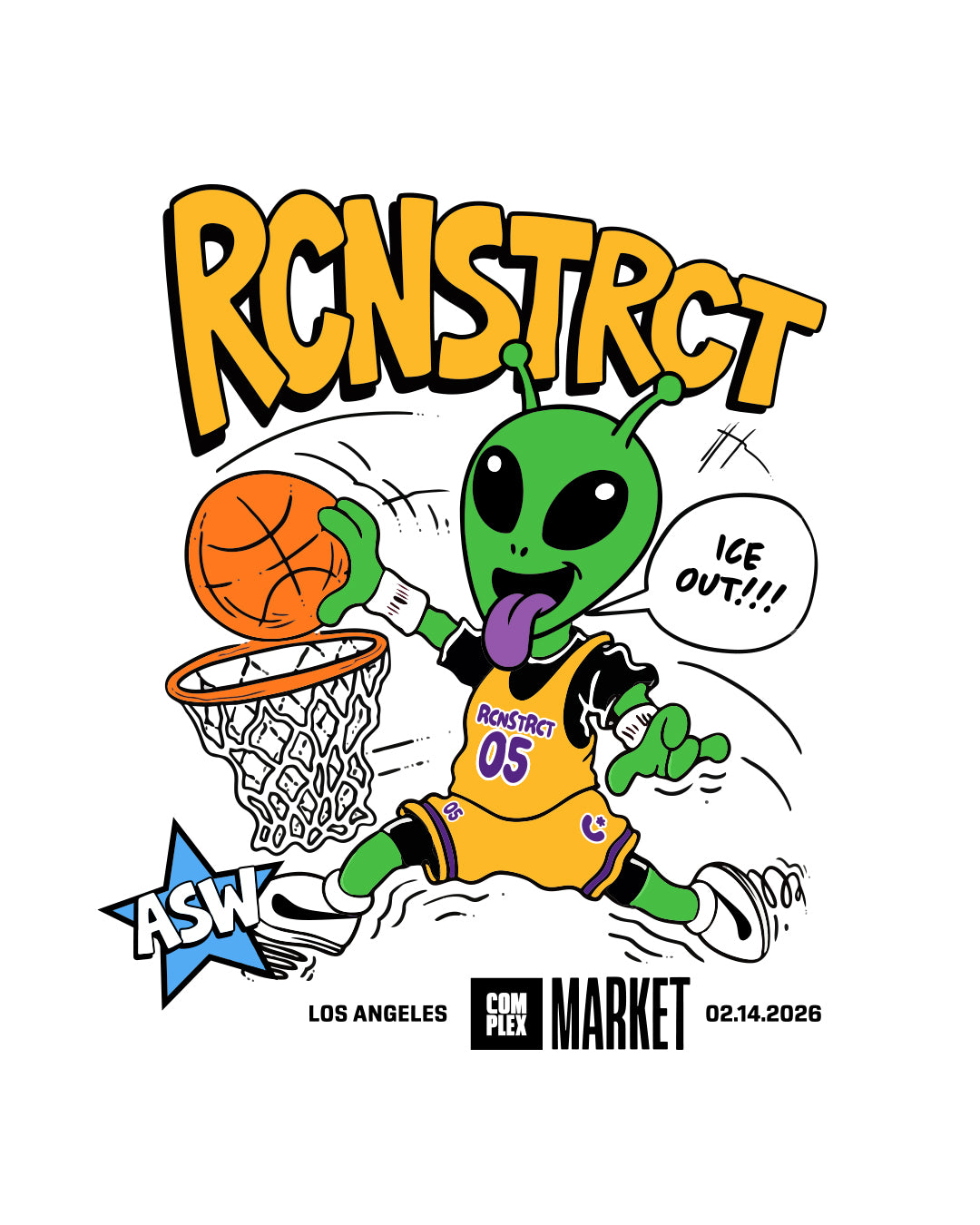 ASW ALIEN DUNK TEE X RCNSTRC OVERSIZED HEAVYWEIGHT 240 GSM 100% ALGODÓN BLANCO