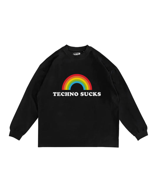 MANGA LARGA TECHNO SUCKS OVERSIZED HEAVYWEIGHT 240 GSM 100% ALGODÓN NEGRO